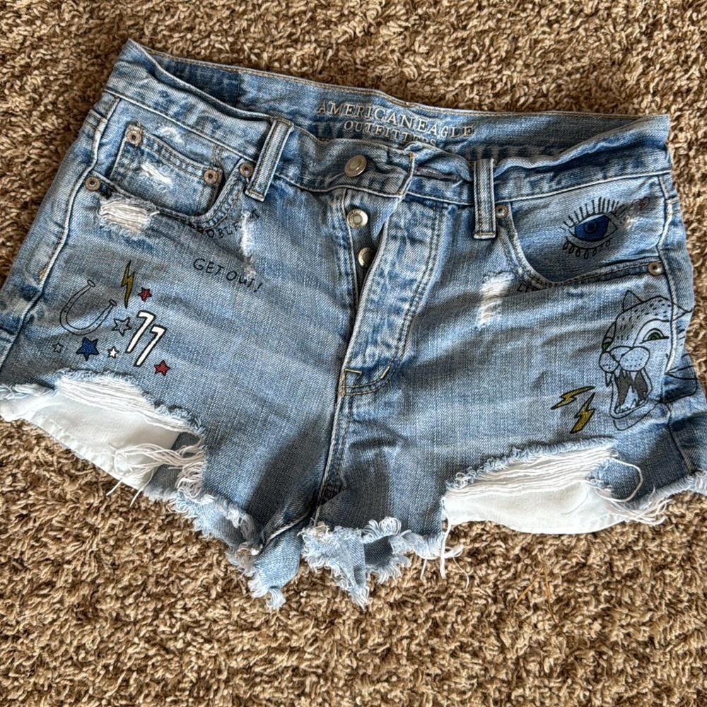 American Eagle Outfitters vintage High Rise Distressed Jean Shorts